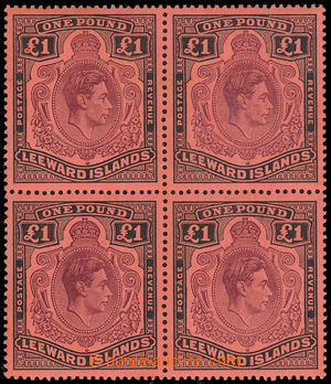 186768 - 1938 SG.114b, 4-blok Jiří VI. £1, hnědo-purpurová 