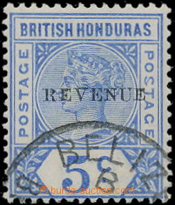 186774 - 1899 SG.66b, Victoria 5C ultramarine REVENUE, right MALFORME