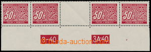 186795 - 1939 Pof.DL6, 50h red, 4-stamps. detached gutter with plate 