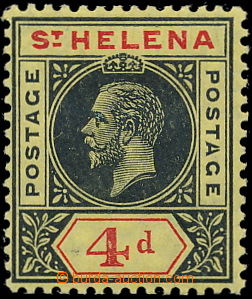 186799 - 1913 SG.85a, Jiří V. 4P černá / žlutá, SPLIT A v prav