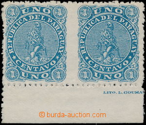 186815 - 1881 Sc.14b, Lion 1Ct blue, marginal pair with inscription o