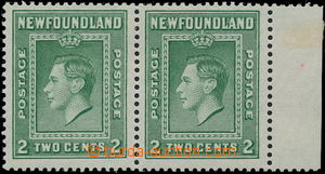 186824 - 1938 SG.268a, 2-páska Jiří VI. 2C zelená, známka vlevo 