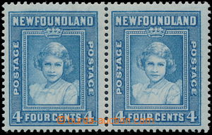 186825 - 1938 SG.270a, 2-páska Alžběta II. 4C modrá, známka vlev