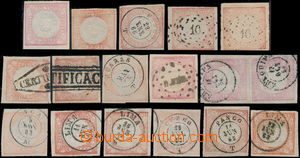 186846 - 1862 Sc.12, 12b, UN DINERO sestava 15 známek a 2-pásky, na