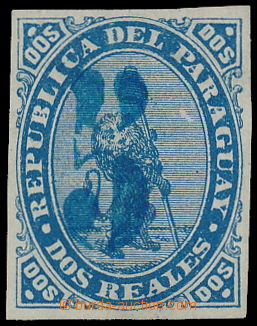 186850 - 1878 Sc.5H, Lion 2 Reales blue with blue hand-made Opt 5 Cen