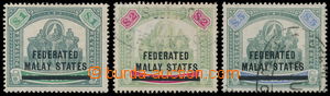 186852 - 1900 SG.11-13, PERAK Slavnostní průvod slonů 1$, 2$ a zej