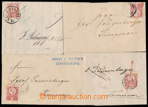 186879 - 1871- sestava 7ks dopisů, mj. 1x kamenotisk 5Kr, 1x měditi