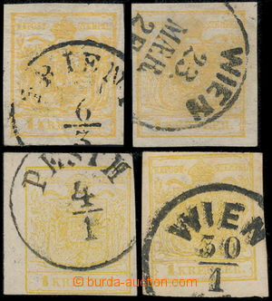 186886 - 1850 Mi.1X (2x); 1Y (2x), Coat of arms 1 Kr, 2x HP and 2x MP