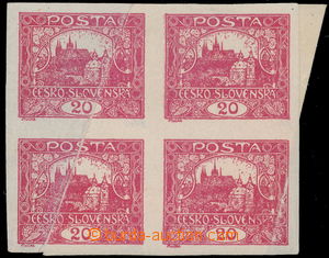 186917 -  Pof.9N joined bar types, 20h carmine, block of four with un
