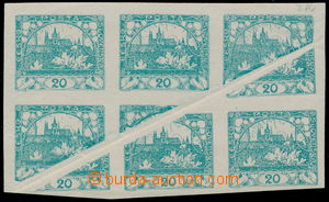 186918 -  Pof.8, 20h blue-green, block of 4 with significant oblique 