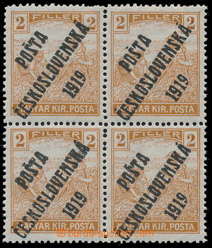 186977 -  Pof.101 Ob, 2f light brown, block of four with full offsets