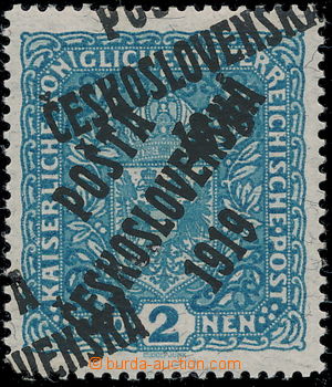 186978 -  Pof.48IIb, Coat of arms 2 Koruna light blue, granite paper,