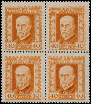 186996 - 1925 Pof.187x, Neotypie 40h oranžová, 4-blok, HZ 13¾ 