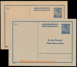 187085 - 1940 CAZ1, CAZ1Pa, comp. 2 pcs of address cards, 1x hnědoš