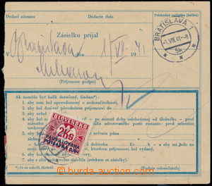 187130 - 1941 parcel card without L cut with printed revenue 50h, upr