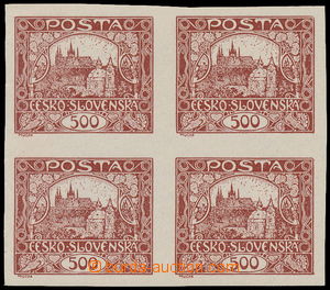 187174 -  Pof.25, 500h brown, block of four, wide margins; mint never