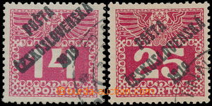 187185 -  Pof.68 + 69, Large numerals 14h and 25h, both overprint typ