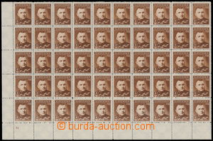 187254 - 1939 Sy.44Yz, Tiso 70h brown, LL blk-of-50 with plate mark A