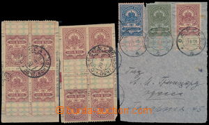 187280 - 1918 Mi.138A(9x),139A,140A, revenues used as postage stamps,