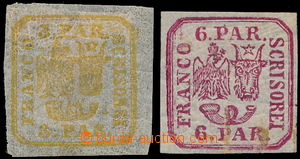 187294 - 1862 Mi.8I, 9I, Znak 3Par žlutá a  6Par červená; původn