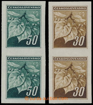 187326 - 1945 Pof.373N, 374N, dvě svislé 2-pásky Lipové listy 30h