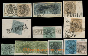 187339 - 1852 10 výstřižků s násobnými a barevnými frankaturam
