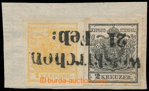 187356 - 1850 Ferch.1, 2, Coat of arms 1 Kr Ib HP orange ochre and 2 