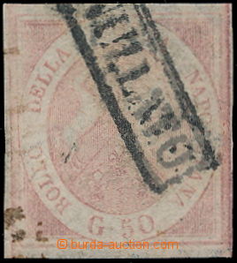 187357 - 1858 Sass.14b, Znak 50Gr světle růžovo - karmínová (ros