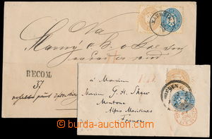 187386 - 1864-1867 2x frankatura 15+10Kr; jako 3x těžší R-dopis d