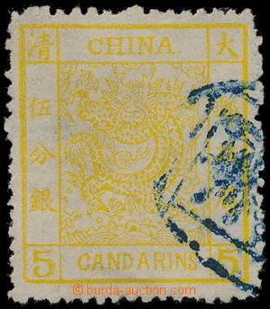 187451 - 1883 Sc.9, Big dragon, 5 Candarins yellow, medium strong pap