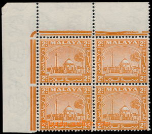 187477 - 1935-1941 SG.70ab, Měšita 2C oranžová, rohový 4-blok, v