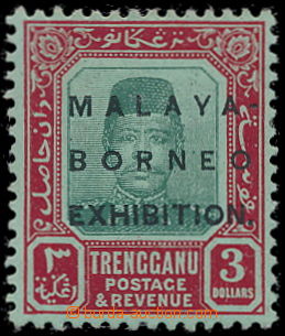 187482 - 1922 SG.57, Suleiman malý formát $3 zelená a červená / 