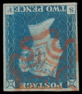 187504 - 1840 SG.5d, Two Pence Blue, modrá, TD 1, písmena S-F, čer