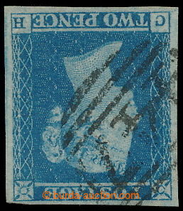 187505 - 1841 SG.14, Two Pence Blue, TD 4, raz. typu 1844, PRŮSVITKA