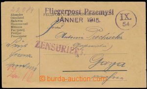 187566 - 1915 K.u.K.. FLIEGERPOST PRZEMYŚL / JÄNNER 1915, violet st