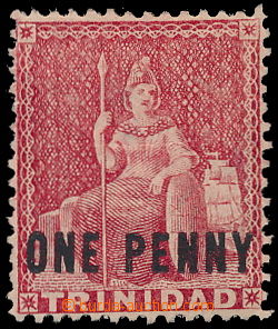 187587 - 1879-1882 SG.101, Britannia rose carmine, Opt ONE PENNY; cat