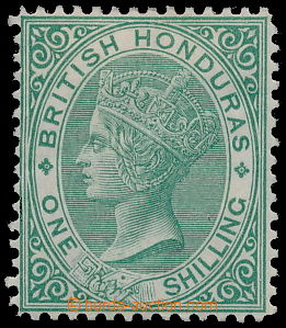 187595 - 1872-1879 SG.16, Viktorie 1Sh zelená; nepatrný šikmý ohy