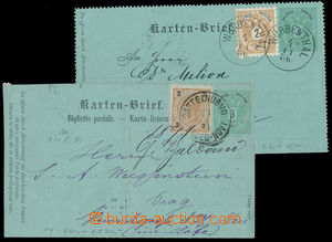 187602 - 1886-91 Mi.K1a + K4a / Fech. No.1 + 4, comp. of 2 letter car