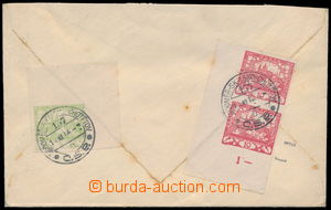 187654 - 1919 letter franked on back side corner stamp. 5h + corner p