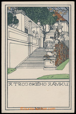 187761 - 1919 PRAHA, Z Trojského zámku, litografie, signováno MH, 