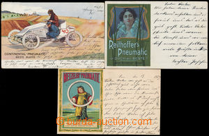 187764 - 195-1910 PNEUMATIKY  sestava 3 reklamních pohlednic, mj. Co