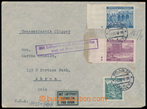 187767 - 1940 Let-dopis do USA, vyfr. zn. Krajinky 10K + 3K + 50h, Po