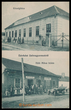 187891 - 1910 ŽITAVCE - ZSITVAGYARMAT  school and shop, 2-view postc