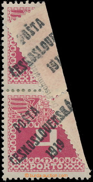 188000 -  Pof.66, Large numerals 4h, vertical pair with big paper cre