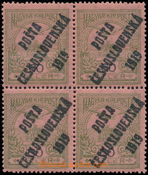 188006 -  Pof.94, 60f green / black, block of four with joined overpr