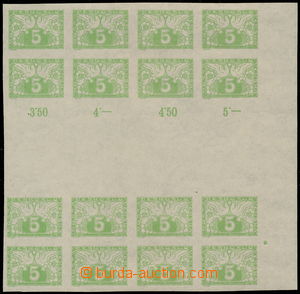 188018 - 1919 Pof.S2Ms(4), 5h light green, unfolded vertical 4 stamp.