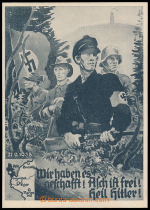 188198 - 1938 ASCH IST FREI! Heil Hitler!, propagandistic  B/W painte