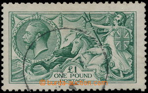 188313 - 1913 SG.403, Sea Horses £1 green, round cancel.; cat. &