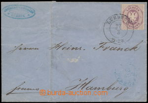 188326 - 1867 skládaný dopis adresovaný do Hamburku, vyfr. zn. 1&#
