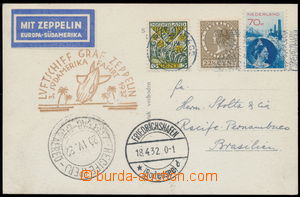 188350 - 1932 ZEPPELIN / 3. SÜDAMERIKAFAHRT 1932, pohlednice (Den Ha